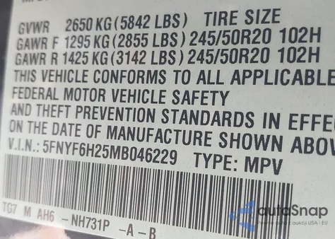 2021 Honda Pilot Awd Special Edition from USA, damaged, VIN 5FNYF6H25MB046229